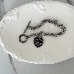 SKU:0231 Silver bracelet pendant silver heart  Stainless steel + in a gift box